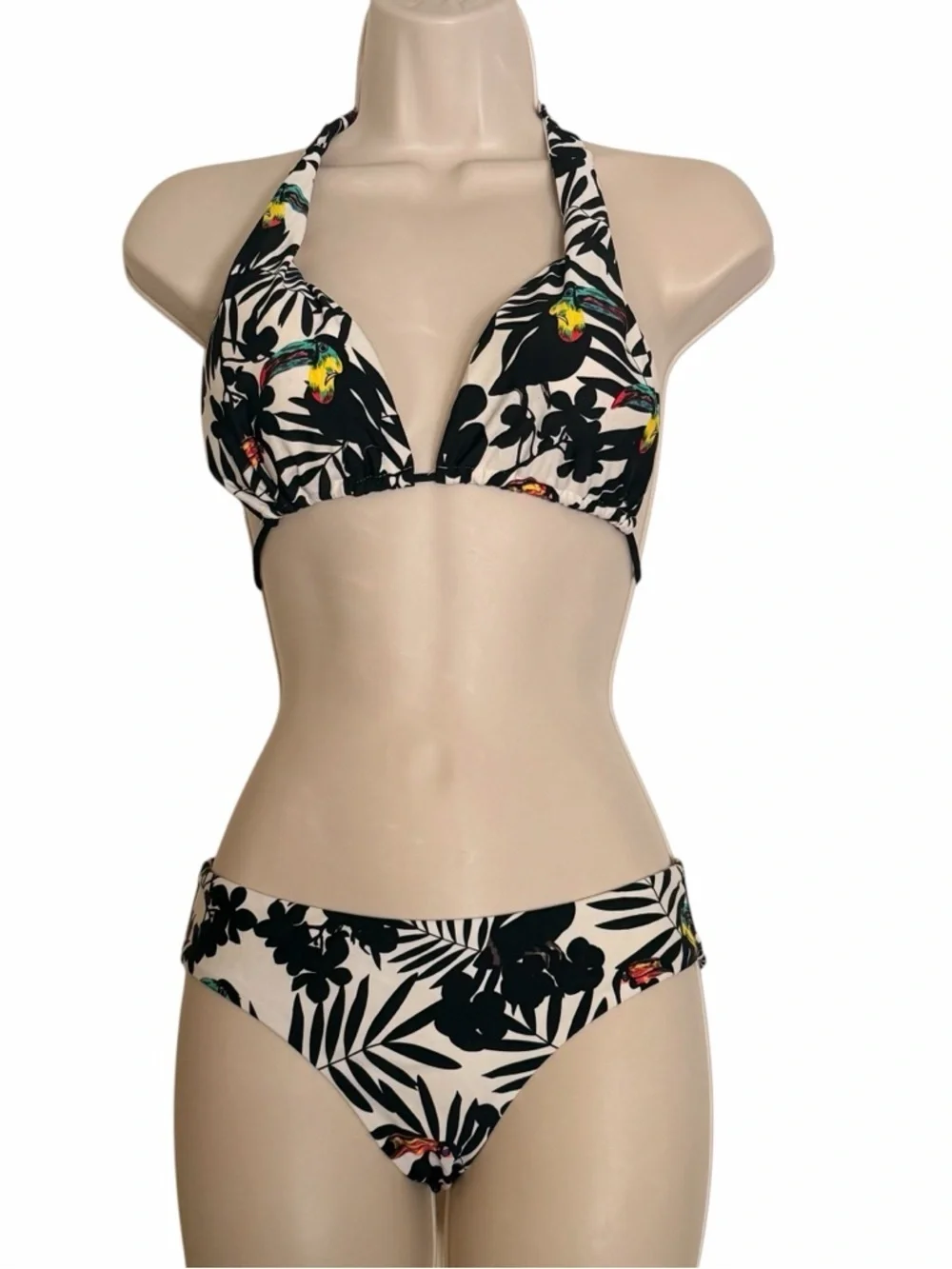 Shoshanna Black & White Tropical Print Bikini Bottom Size Petite XS - Picture 2 of 5